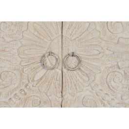 GINER Y COLOMER Buffet en bois de manguier massif, 2 portes et 1 étagère, finition blanc vieilli, 90 x 90 x 40 cm