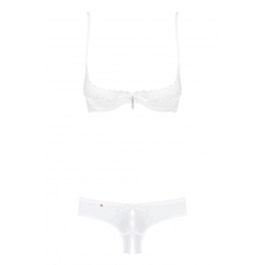 Ensemble de Lingerie en Dentelle Obsessive Alabastra Blanc S/M