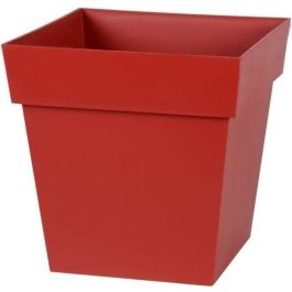 EDA Pot de fleurs carré TOSCANE - 22 L - 32 x 32 x H 32 cm - Rouge rubis