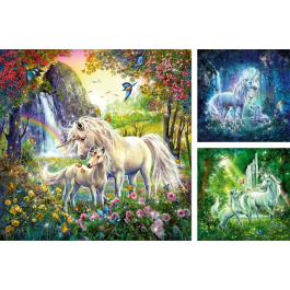Ravensburger - Puzzle 3 x 49 pièces : Les Licornes - Jeu de puzzle 3 en 1 - Dimensions 21 x 21 cm - À partir de 5 ans