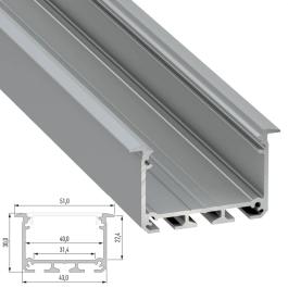 Profilé Aluminium Type INSO 2,02M - Anodisé Argent