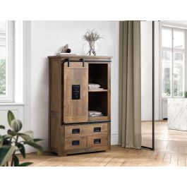 GINER Y COLOMER - Armoire Buffet Style Industriel en Bois de Manguier avec Détails Métal - Porte Coulissante, 3 Tiroirs - Dimensions 150x90x45 cm