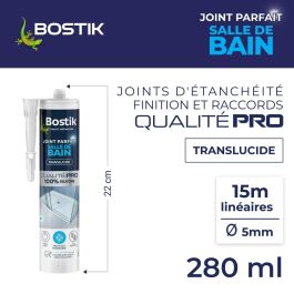 Bostik Perfect Joint Mastic Silicone Salle de bain Antimoisissure Transparent 280 ml BOS3549212486419