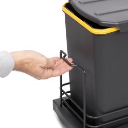 Emuca poubelle de recyclage pour montage inférieur et extraction manuelle/automatique pour meuble de cuisine Recycle 2x12litres, Plastique gris anthracite