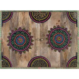 GINER Y COLOMER Buffet en bois de manguier massif avec 7 tiroirs et 2 portes - Dimensions 122x80x40 cm - Multicolore - Meuble artisanal