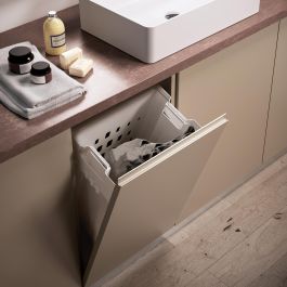 Emuca Panier à linge avec système de porte basculante, pour module 450 mm Laundry, plastique et acier, blanc