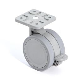 STAMPMATIC Rueda Giratoria Vega Ø60mm avec Jante Caoutchouc Plaque Gris Frein