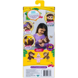 Little Live Pets - Peluche interactive bébé singe marron - Réf. Mon bébé singe mini - Plus de 20 sons, suce son pouce, réactions aux caresses