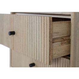 GINER Y COLOMER - Table de chevet en bois de manguier massif style scandinave, finition claire naturelle avec 2 tiroirs à façade cannelée, 50x40x61 cm