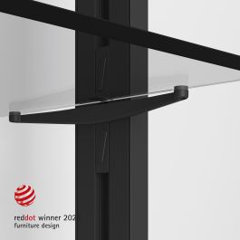 Emuca Lot de consoles pour 5 tablettes en verre pour la structure Zero, verre non inclus, Zamak, Peint en noir texturé