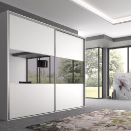 Emuca Kit de ferrures pour Placard 90 2 portes coulissantes et armoire à fermeture souple, profilé Vall, épaisseur 19mm, panneaux non inclus, anodisé mat