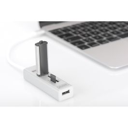 DIGITUS USB-C-Hub 3-Port 2.0->3xA2.0 1xReader in.Kabel weiß