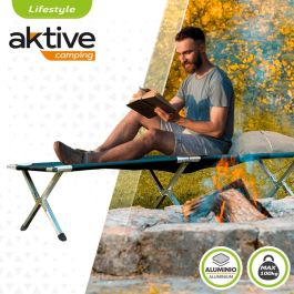 Lit de camping Aktive Noir 190 x 42 x 64 cm Pliable (2 Unités)