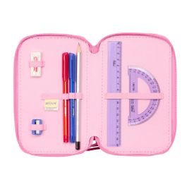 Pochette à crayons triple Lilo & Stitch Chill Rose Menthe 12,5 x 19,5 x 5,5 cm 37 Pièces