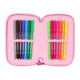 Pochette à crayons triple Lilo & Stitch Chill Rose Menthe 12,5 x 19,5 x 5,5 cm 37 Pièces