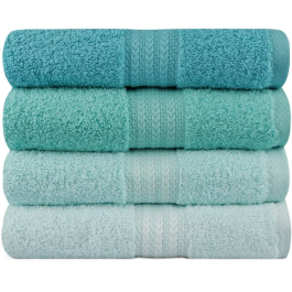 Ensemble de 4 serviettes de main en coton 100% - 50 x 90 cm - Vert marin