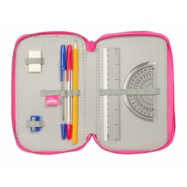 Pochette à crayons triple Minnie Mouse Rose 12,5 x 19,5 x 5,5 cm 37 Pièces