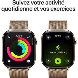 Apple Watch Series 11 GPS + Cellular 46 mm Boîtier Titane Doré Bracelet Boucle Milanaise Dorée M/L MFD84ZRA