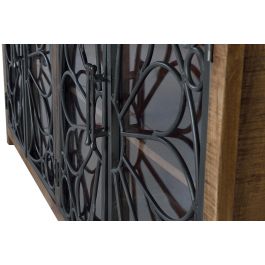 GINER Y COLOMER - Buffet en bois de manguier avec finitions en métal noir, 4 portes, dimensions : 190x95x40 cm, couleur naturel et gris