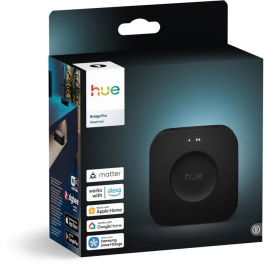 Philips Hue Bridge Pro Pont de connexion pour éclairage intelligent, compatible MotionAware et 150 lumières, détecteur de mouvement intégré