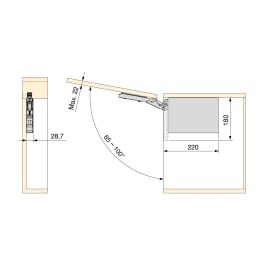 Emuca Compas pour portes relevables Altius Lift, Relevable 1100-2900 (medium=M), Acier et plastique, Blanc