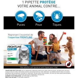 Frontline Pipettes Antiparasitaires pour Chats 3 Spot On : Puces, Tiques et Poux FRO4064951022906