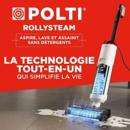 Aspirateur balai laveur vapeur - POLTI RollySteam WD10 - 7000 Pa - 0,6 L - Noir / Blanc