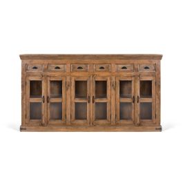 GINER Y COLOMER - Buffet haut en bois de manguier avec 6 portes vitrées et 6 tiroirs - Finition noisette - Dimensions : 72x37x? cm Precio: 2399.988. SKU: B1497XQMTK