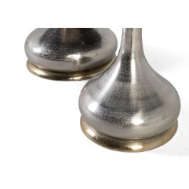 GINER Y COLOMER - Lot de 2 tables basses avec plateau circulaire en marbre et base en aluminium nickelé, gris et aluminium