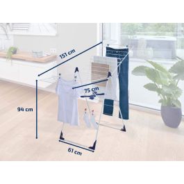 LEIFHEIT Sèche-linge parapluie CLASSIC 200 Flex 81408, 20m, Blanc et Bleu