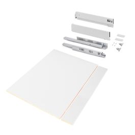 Emuca Kit de tiroirs pour cuisine ou salle de bains Vertex avec réglages 3D, hauteur 93mm, avec panneaux inclus, module 900mm, Peint en blanc