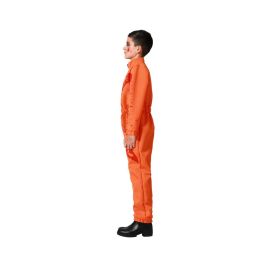 Déguisement Prisonnier Enfant Orange avec Éclaboussures de Sang 7-9 Ans, Costume Halloween Réaliste Polyester Garçon