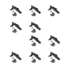 Emuca Lot de 10 charnières droites X91 à ouverture de 165 degrés avec fermeture amortie et embases euro, hauteur 0, acier, titane