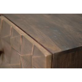 GINER Y COLOMER - Meuble TV 2 portes en bois de manguier massif avec détails en bronze, marron foncé - 140 x 55 x 40 cm