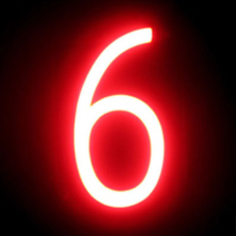 Lettre LED Néon - Numéro 6 - Dimensions: 90mm Largeur, 161mm Hauteur, 38mm Profondeur - Création d'Enseignes Personnalisées