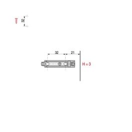Salice Base Recta CLIP 3R H3 Acier Finition Titane Amorti H3