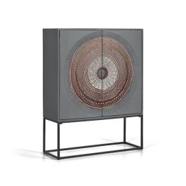 Giner y Colomer Buffet Vitrine en Bois de Mango et Métal 2 Portes avec 3 Étagères - Patins Gris et Marron 142x107x40 cm Precio: 1055.988. SKU: B1CFW44E3M