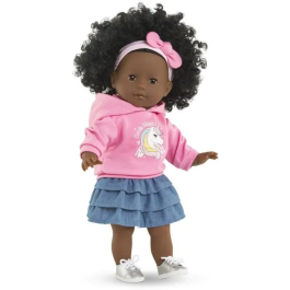 Corolle - Poupée Ma Corolle Maëlys 36 cm à la peau noire et aux cheveux frisés, vêtue d'un sweat licorne et d'une jupe jean - Sent vanille - Dès 3 ans