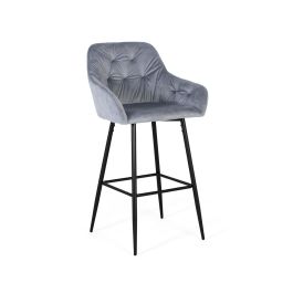GINER Y COLOMER Lot de 2 tabourets de bar en velours bleu et métal noir, avec assise rembourrée, 69 cm de hauteur, nécessite un montage Precio: 311.988. SKU: B1GH6BZS43