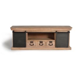 GINER Y COLOMER Buffet TV en bois de manguier massif avec pattes métal gris et rangement central - 2 portes, 3 tiroirs - Dimensions : 150x55x40 cm Precio: 887.988. SKU: B1EXCV4PGQ