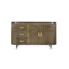 Giner y Colomer Buffet en Bois de Mango et Bronze 150 cm - 3 Tiroirs, 2 Portes avec Poignées en Bronze, Fermeture Magnétique et Glissières Métalliques Precio: 1643.988. SKU: B1A4A4R5KZ