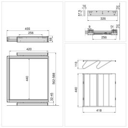 Emuca Kit tiroir à chaussures et rack ajustable Quartz pour armoires, glissières extension totale et à fermeture douce, Module 60cm, Finition Titane
