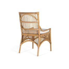 GINER Y COLOMER Lot de 2 Chaises en Rotin avec Coussin Blanc, Décoration en Jonc et Liège, Dosseret 47x52 cm - Ensemble Salon Salle à Manger