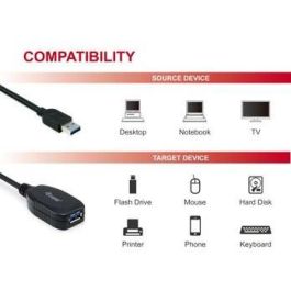 Equip Kabel USB-A 3.0 -> A Verl. St/Bu 10.00m 5Gbps akt.sw