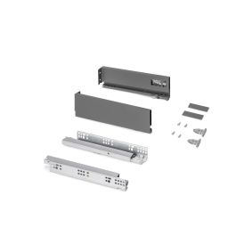 Emuca Tiroir extérieur Protone 30kg , coulisses à sortie totale et fermeture amortie, hauteur 93mm, profondeur 300mm, Acier, Gris anthracite