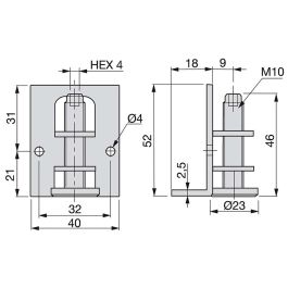Emuca Lot de 10 niveleurs circulaires M10 avec capuchon et support de meuble, diamètre 23mm, Acier et Plastique, Zingué