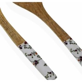 Set d'Ustensiles de Cuisine Versa Bambou Porcelaine Bois de manguier 6 x 1 x 30 cm Fleurs Campagne