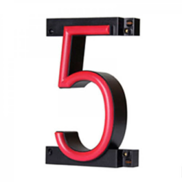 Numéro LED Néon 5 - Hauteur 161mm, Largeur 90mm, Profondeur 38mm