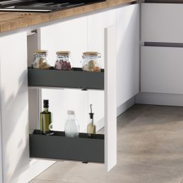 Emuca Porte-bouteilles latéral extractible Titane Simplex avec fermeture amortie, module 200mm, Gris anthracite