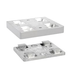 RUJZ Plaque d'Enganche Cuña Rujz pour Pieds de Table Finition Grise 80x80mm